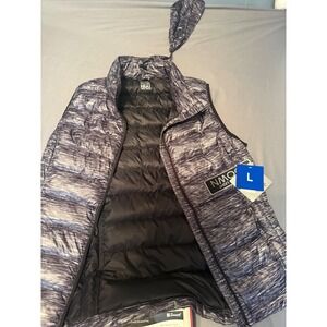 NWT! 32 Degrees Heat Womens Large Packable Down Vest Black Multi Space Dye
